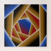 Puzzle Noir Bleu Rouge Or Ombre Abyss Art Abstrait (Horizontal)