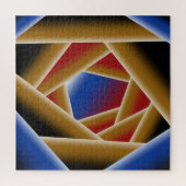 Puzzle Noir Bleu Rouge Or Ombre Abyss Art Abstrait (Vertical)