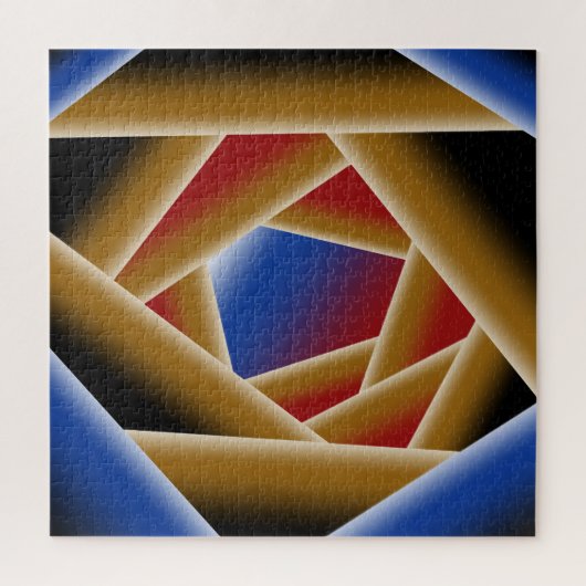 Puzzle Noir Bleu Rouge Or Ombre Abyss Art Abstrait (Vertical)