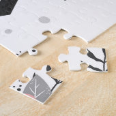 Puzzle Noir, cristaux roses, sans couture florale. (Côté)