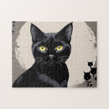 Puzzle noir de chat difficile de 252 pièces