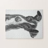 Puzzle Noir de whippet avec la flamme blanche (Horizontal)