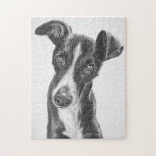 Puzzle Noir de whippet avec la flamme blanche