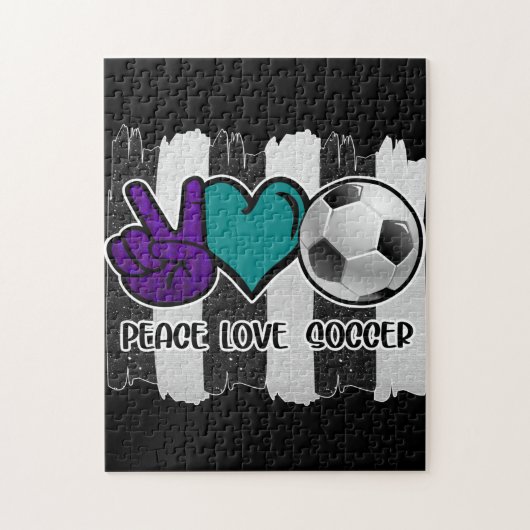 Puzzle Noir et blanc Striped Peace Love Soccer (Vertical)