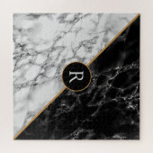 Puzzle noir et Marbre blanc - Votre lettre / âge (Horizontal)