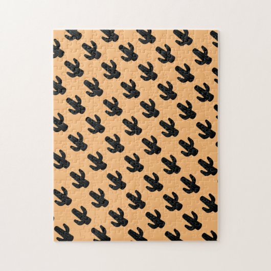 Puzzle noir et orange Saguaro Cactus difficile (Vertical)