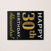 Puzzle Noir, Faux Gold 30e anniversaire + Nom personnalis (Horizontal)