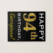Puzzle Noir, Faux Gold 94e anniversaire + Nom personnalis (Horizontal)