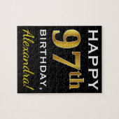 Puzzle Noir, Faux Gold 97e anniversaire + Nom personnalis (Horizontal)
