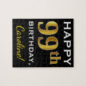 Puzzle Noir, Faux Gold 99e anniversaire + Nom personnalis (Horizontal)