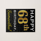 Puzzle Noir, Faux Or 68e anniversaire + Nom personnalisé (Horizontal)
