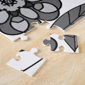 Puzzle Noir gris blanc rétro Art Floral Motif sans coutur (Côté)