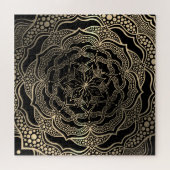 Puzzle Noir & Or Floral Mandala Belle Chic élégant (Horizontal)