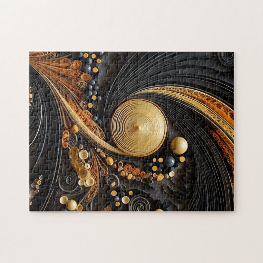 Puzzle noir & or papier Quill (Horizontal)