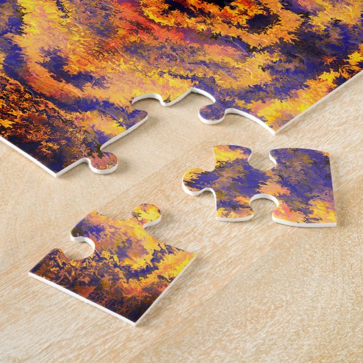 Puzzle Noir, Orange, Jaune, Sangria, Motif miroir / (Côté)