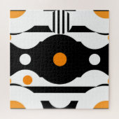 Puzzle Noir Orange Rétro Mod Géométrique (Horizontal)
