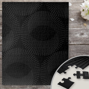 Puzzle Noir uni et illusion géométrique de domino gris