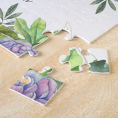 Puzzle Nom de chat floral aux yeux verts mignon (Côté)