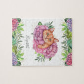 Puzzle Nom de chat floral mignon adorable (Horizontal)