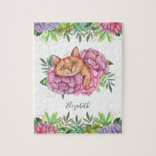 Puzzle Nom de chat floral mignon adorable