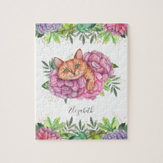 Puzzle Nom de chat floral mignon adorable (Vertical)