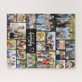 Puzzle Nom de famille 21 Photo Script Cœur (Horizontal)
