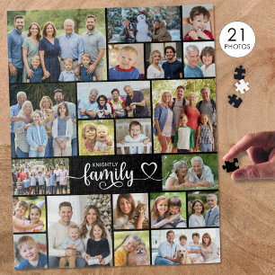 Puzzle Nom de famille 21 Photo Script Cœur