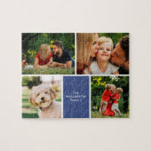 Puzzle Nom de famille personnalisé 4 Photos Collage (Horizontal)