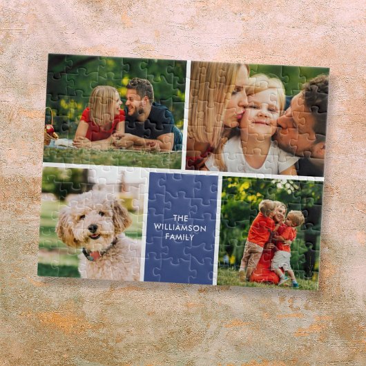 Puzzle Nom de famille personnalisé 4 Photos Collage