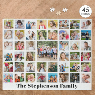 Puzzle Nom de famille personnalisé Collage de 45 photos B