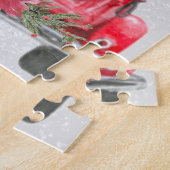 Puzzle Nom de famille personnalisé Rustic Red Truck Holid (Côté)