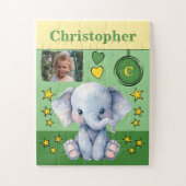 Puzzle Nom de la photo d'éléphant vert jaune enfants (Vertical)