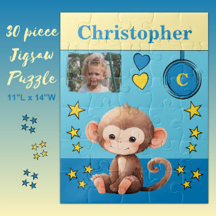 Puzzle Nom de la photo du singe bleu jaune enfants