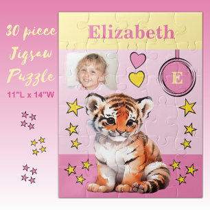Puzzle Nom de la photo du tigre rose jaune enfants