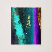 Puzzle Nom de la planète : bleu et pourpre cosmique (Vertical)