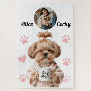 Puzzle Nom de photo de maman de chien rose mignon