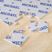 Puzzle Nom de répétition amusant avec Stars Blue & Grey (Côté)