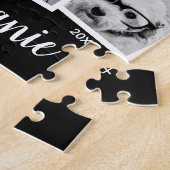 Puzzle Nom de script de collage photo tendance blanc noir (Côté)