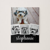 Puzzle Nom de script de collage photo tendance blanc noir (Vertical)