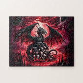 Puzzle Nom, Dragon de Feu Fantastique avec Crânes (Horizontal)