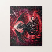 Puzzle Nom, Dragon de Feu Fantastique avec Crânes (Vertical)