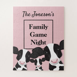 Puzzle Nom du jeu de famille Vaches noires roses