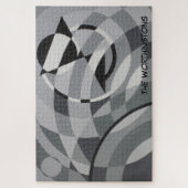 Puzzle Nom du monogramme géométrique Cercles noirs et bla (Vertical)