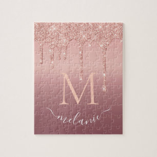 Puzzle Nom du monogramme Rose texte Parties scintillant d