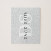 Puzzle Nom et monogramme modernes | Gris clair et foncé b (Vertical)