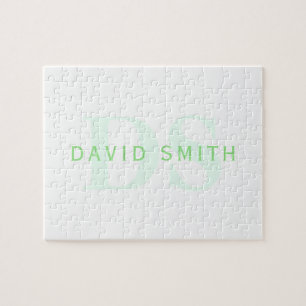 Puzzle Nom et monogramme modernes   Vert et blanc