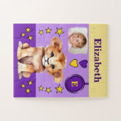 Puzzle Nom mignon photo jaune violet enfants (Horizontal)