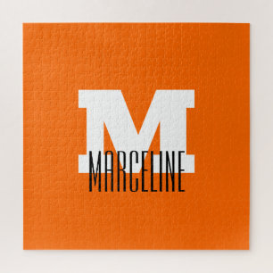 Puzzle Nom moderne élégant Initial   Neon Sunset Orange