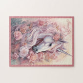 Puzzle Nom personnalisé belle licorne (Horizontal)