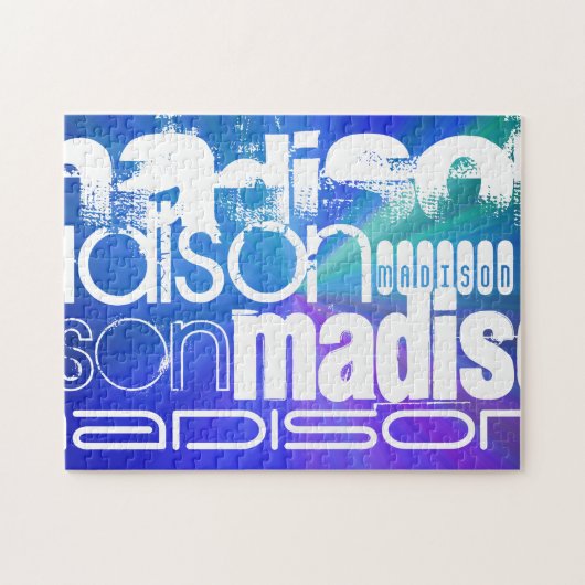 Puzzle Nom personnalisé ; blanc et Abstrait violet, vert, (Horizontal)